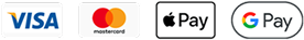 Accepted payment methods: Visa, Mastercard, Apple Pay and Google Pay